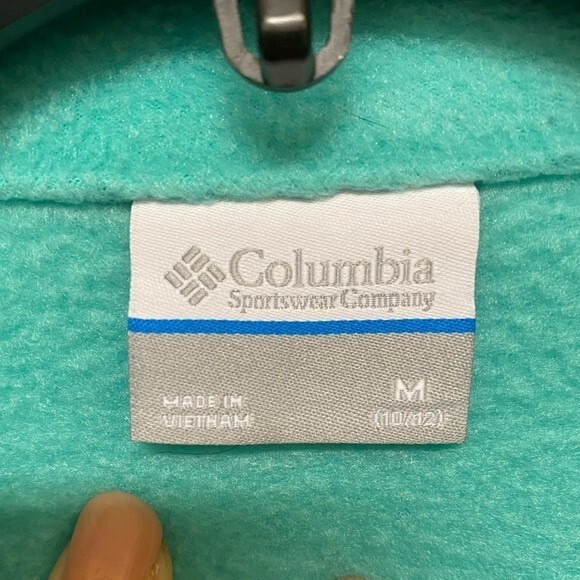 Columbia Collar Fleece Jacket Youth Size M Seafoam - Picture 5 of 6